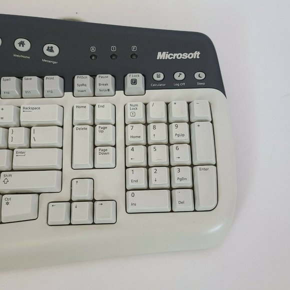 Microsoft Multimedia Keyboard 1.0a KB-0168 Wired. White/Gray/Black Pre-owned - Picture 9 of 12